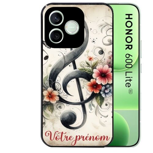 Coque noire pour HONOR 600 LITE motif musique cle sol personnalisee