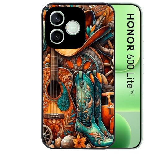 Coque noire pour HONOR 600 LITE motif cow boy et texas automne