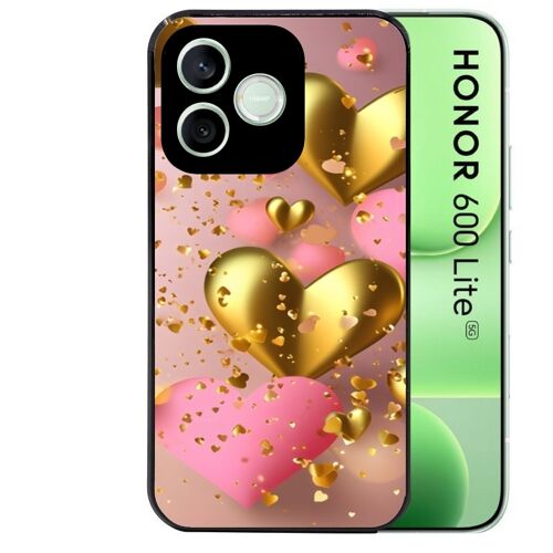 Coque noire pour HONOR 600 LITE coeur rose