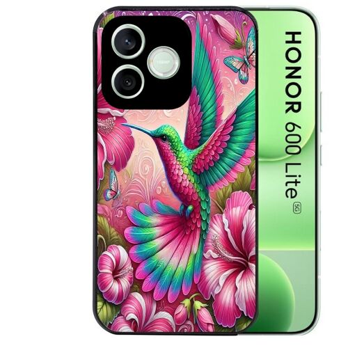 Coque noire pour HONOR 600 LITE motif colibri et fleurs
