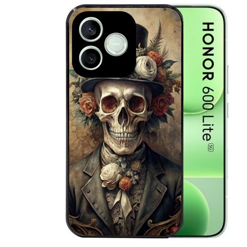 Coque noire pour HONOR 600 LITE motif tete de mort chapeau