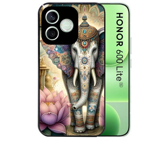 Coque noire pour HONOR 600 LITE motif elephant et lotus