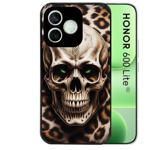 Coque noire pour HONOR 600 LITE motif tete de mort leopard