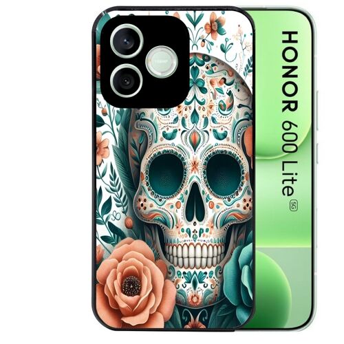 Coque noire pour HONOR 600 LITE motif mort mexicaine turquoise