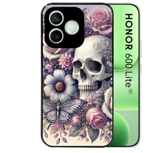 Coque noire pour HONOR 600 LITE motif tete de mort pastel
