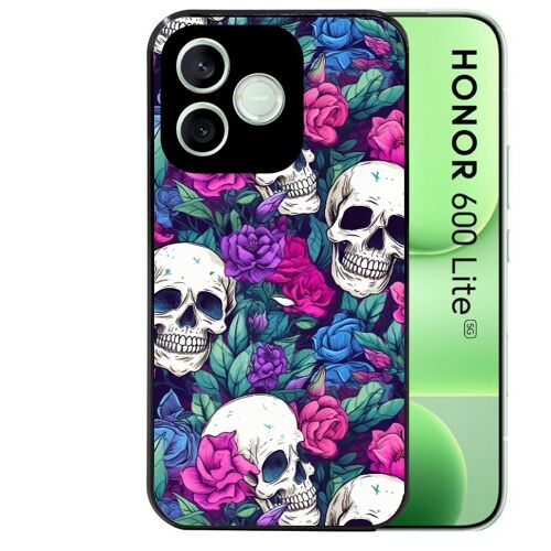 Coque noire pour HONOR 600 LITE tete de mort violet