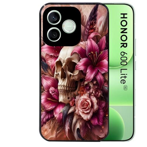 Coque noire pour HONOR 600 LITE tete de mort skull plume