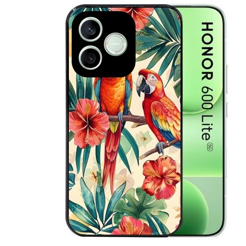 Coque noire pour HONOR 600 LITE perroquet et fleurs