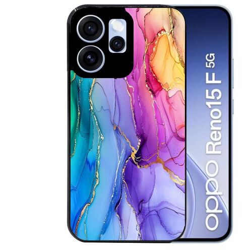Coque noire pour RENO 15 F et 15 FS 5G marbre tie dye
