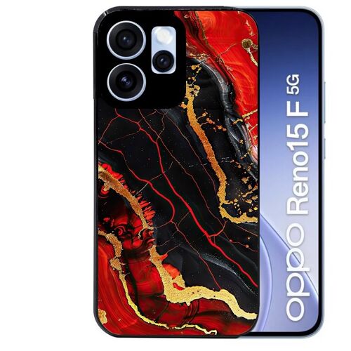 Coque noire pour RENO 15 F et 15 FS 5G motif marbre rouge