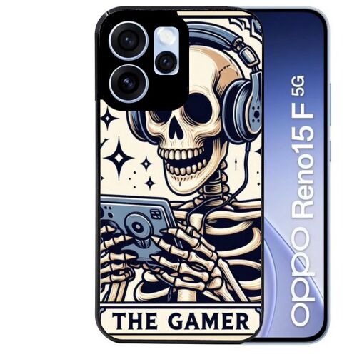Coque noire pour RENO 15 F et 15 FS 5G motif mort gamer