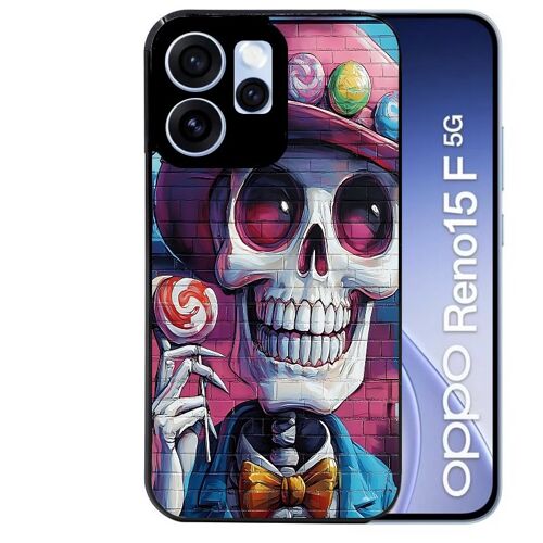 Coque noire pour RENO 15 F et 15 FS 5G motif tete de mort tag