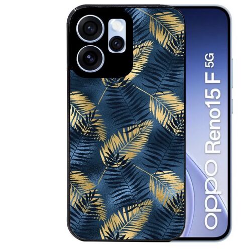 Coque noire pour RENO 15 F et 15 FS 5G motif palmier bleu