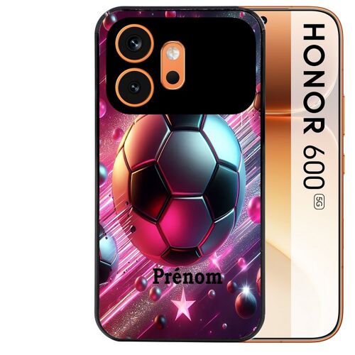 Coque noire pour HONOR 600 5G motif foot etoile personnalisee