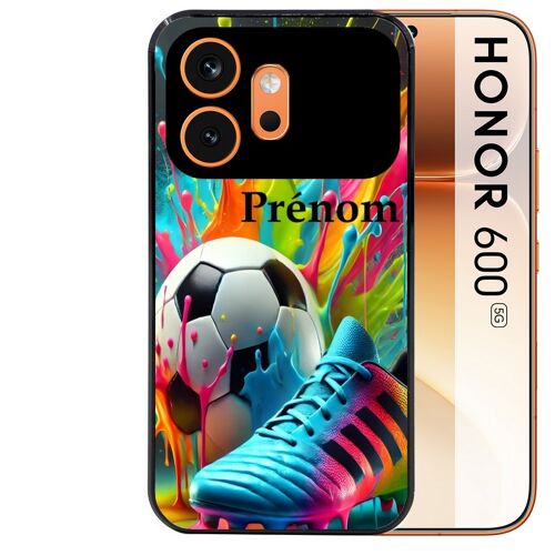 Coque noire pour HONOR 600 5G motif foot color personnalisee
