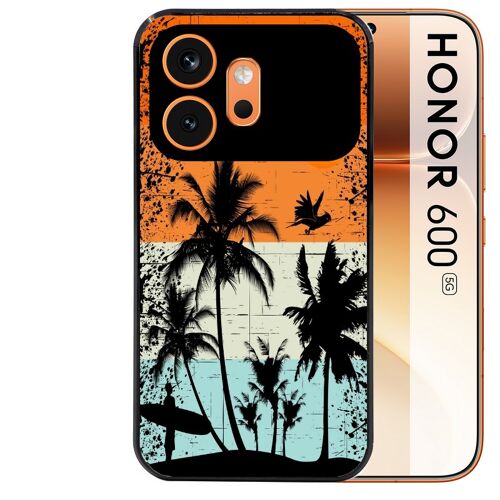 Coque noire pour HONOR 600 5G motif hawai sun