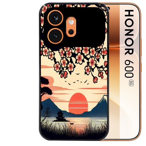 Coque noire pour HONOR 600 5G japan cerisier