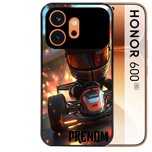Coque noire pour HONOR 600 5G motif karting F1 personnalisee