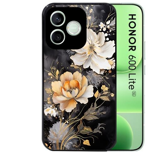 Coque noire pour HONOR 600 LITE motif fleur blanche
