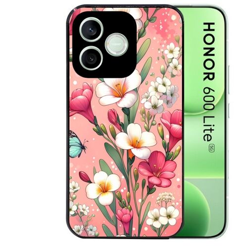 Coque noire pour HONOR 600 LITE fleur rose