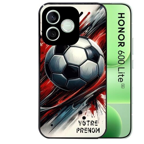 Coque noire pour HONOR 600 LITE motif ballon foot avec prenom