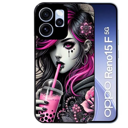 Coque noire pour RENO 15 F et 15 FS 5G motif anime et gothic boba