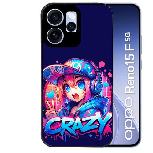 Coque noire pour RENO 15 F et 15 FS 5G motif anime crazy
