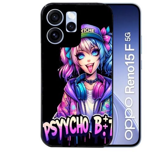 Coque noire pour RENO 15 F et 15 FS 5G anime manga et psycho