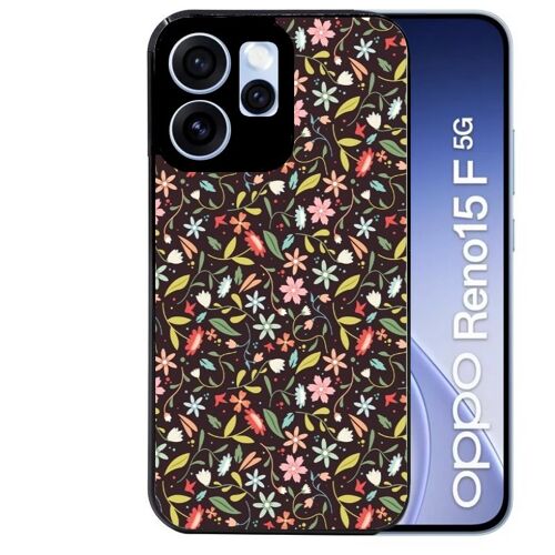 Coque noire pour RENO 15 F et 15 FS 5G petites fleurs