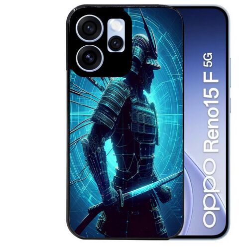 Coque noire pour RENO 15 F et 15 FS 5G samourai bleu