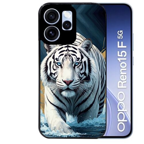 Coque noire pour RENO 15 F et 15 FS 5G motif tigre polaire