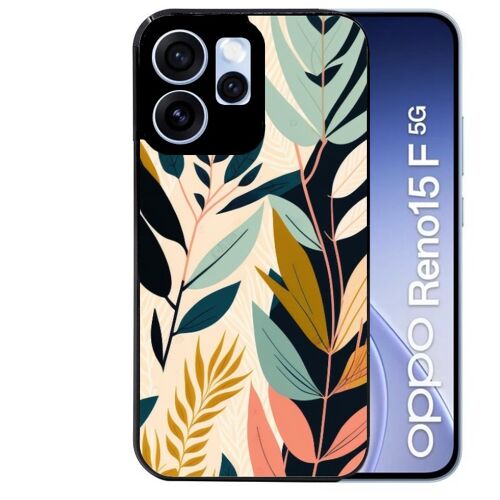 Coque noire pour RENO 15 F et 15 FS 5G vintage et fleur