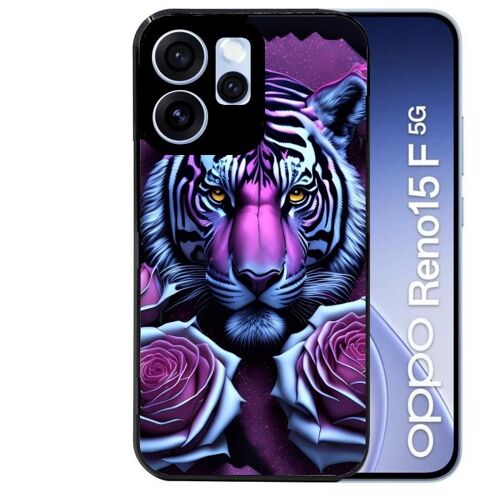 Coque noire pour RENO 15 F et 15 FS 5G tigre UV