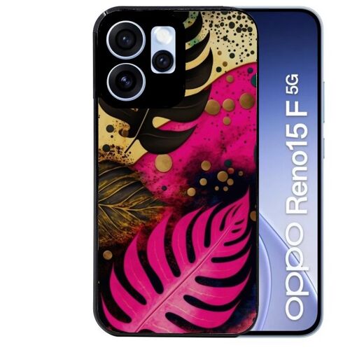 Coque noire pour RENO 15 F et 15 FS 5G tropical rose Fleur