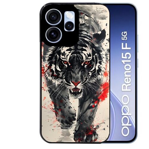 Coque noire pour RENO 15 F et 15 FS 5G motif tigre japan