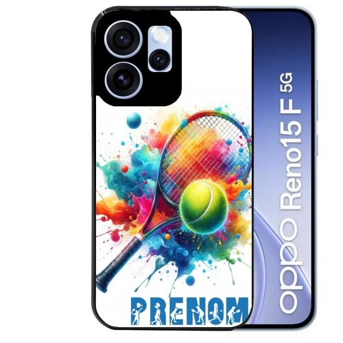 Coque noire pour RENO 15 F et 15 FS 5G motif tennis raquette personnalisee