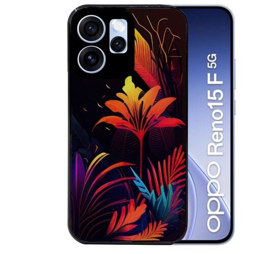 Coque noire pour RENO 15 F et 15 FS 5G tropical jaune Fleur