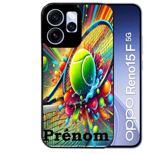 Coque noire pour RENO 15 F et 15 FS 5G motif tennis color personnalisee