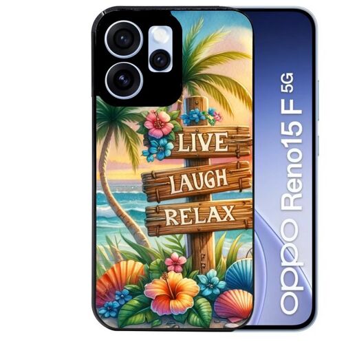 Coque noire pour RENO 15 F et 15 FS 5G motif tropical vacances
