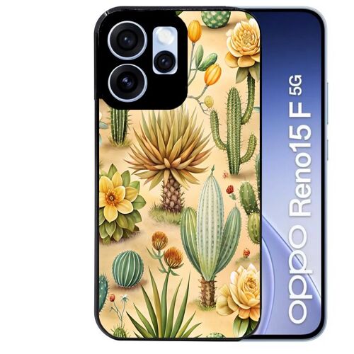 Coque noire pour RENO 15 F et 15 FS 5G motif cactus et succulent
