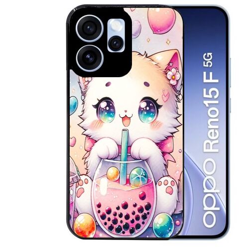 Coque noire pour RENO 15 F et 15 FS 5G chat bubble manga