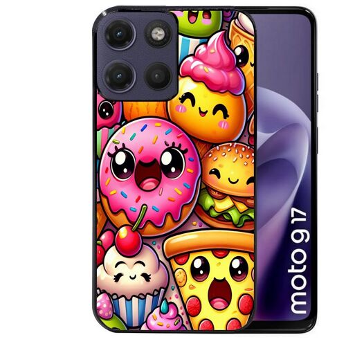 Coque noire pour MOTO G17 et G17 POWER motif anime donut kawaii