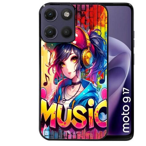 Coque noire pour MOTO G17 et G17 POWER anime manga et music