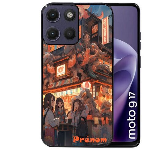 Coque noire pour MOTO G17 et G17 POWER motif anime street japan personnalisee