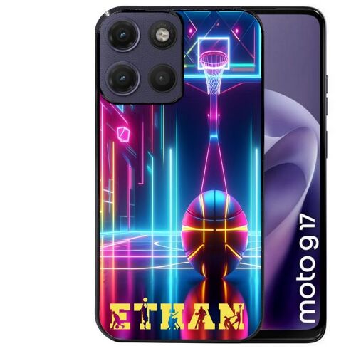 Coque noire pour MOTO G17 et G17 POWER motif basket electro personnalisee