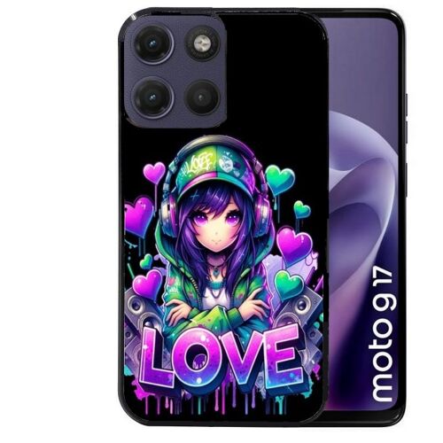 Coque noire pour MOTO G17 et G17 POWER anime manga et love