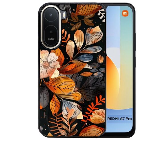 Coque noire pour Redmi A7 PRO motif fleur automne