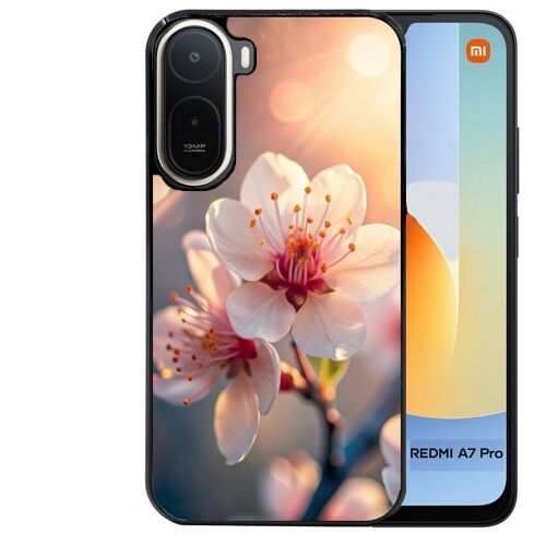 Coque noire pour Redmi A7 PRO motif fleur de cerisier