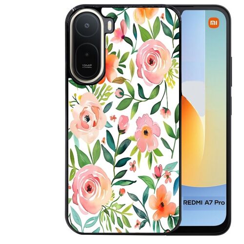Coque noire pour Redmi A7 PRO fleur des champs