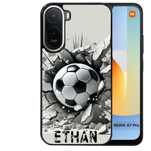 Coque noire pour Redmi A7 PRO motif foot beton personnalisee
